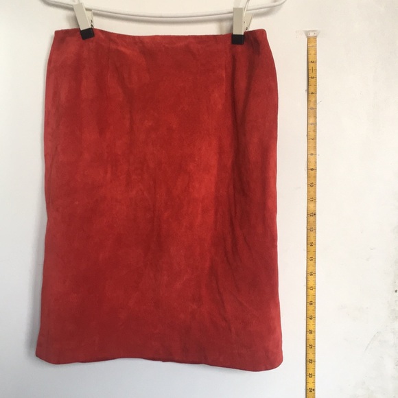 Dresses & Skirts - Genuine suede bright orange-red pencil skirt.